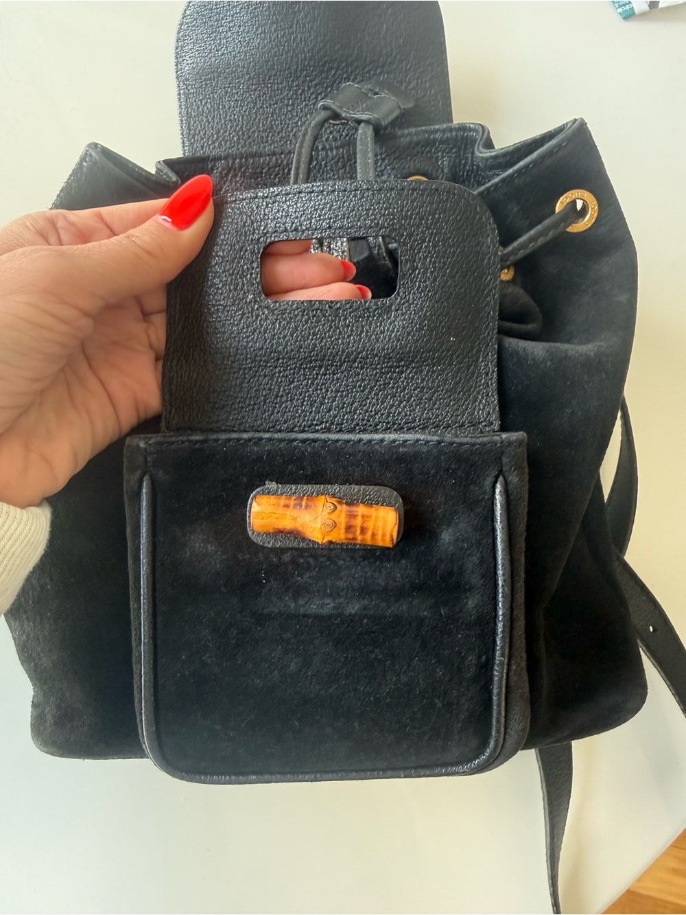 Gucci Mini Bamboo Suede Backpack - Picture 9 of 12
